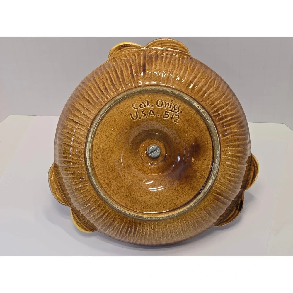 Vintage MCM California Originals Ceramic Tidbit Tray Amber Speckle Glaze 512 USA